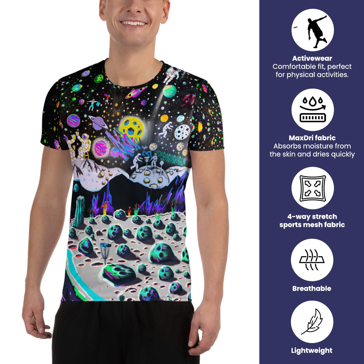 Athletic Disc Golf Shirt - "Lunar Landing" design