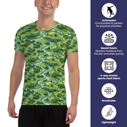 Athletic Disc Golf Shirt - "Disc Golf Map" design