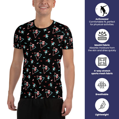 Athletic Disc Golf Shirt - "Neon Baskets" design