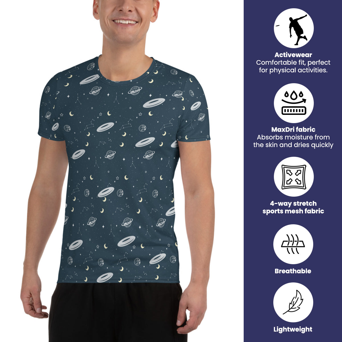 Athletic Disc Golf Shirt - "Space" design