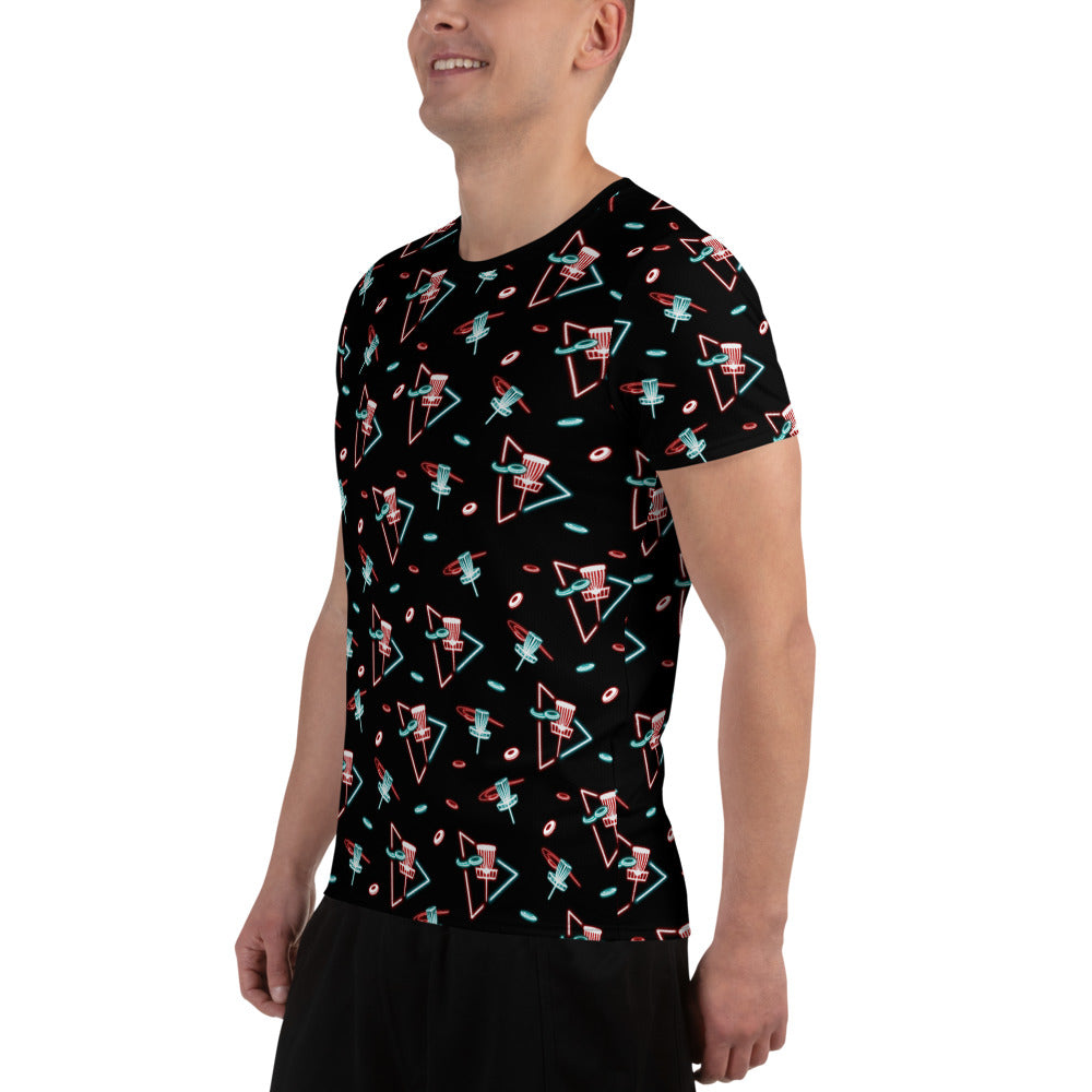 Athletic Disc Golf Shirt - "Neon Baskets" design