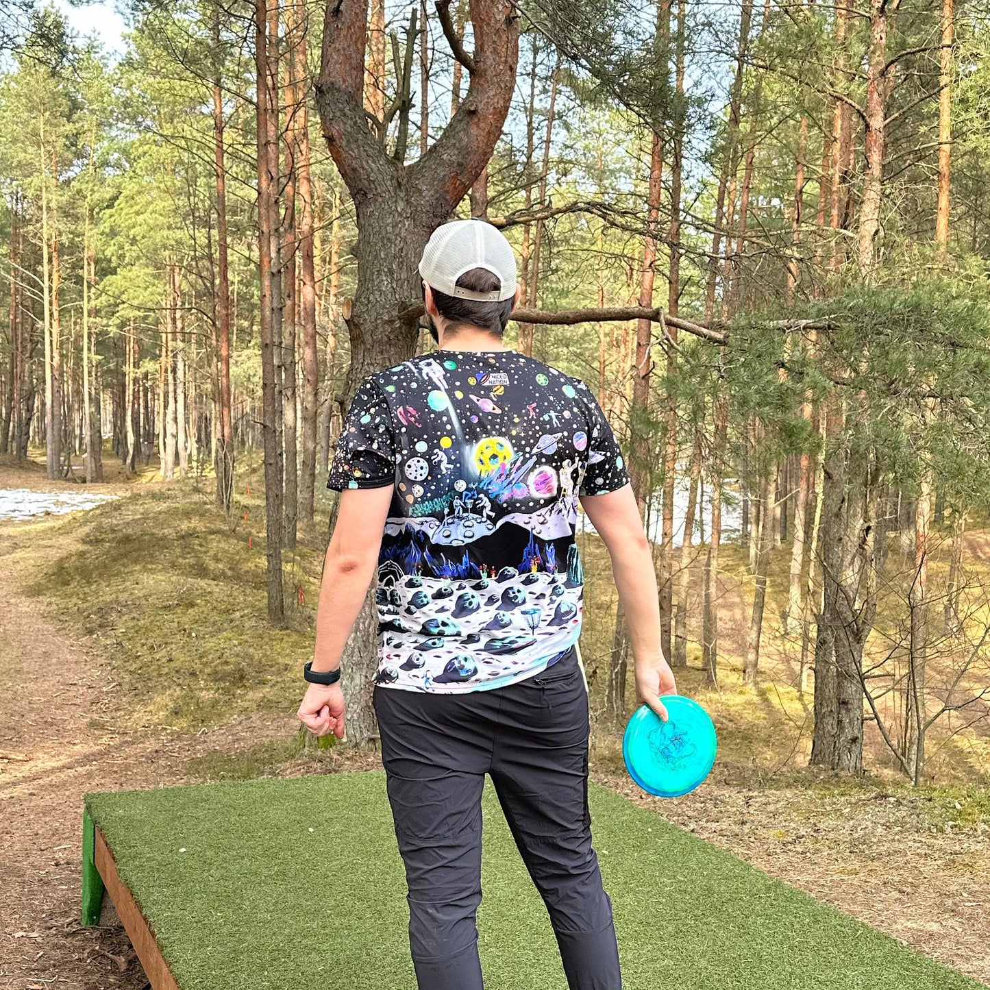 Athletic Disc Golf Shirt - "Lunar Landing" design