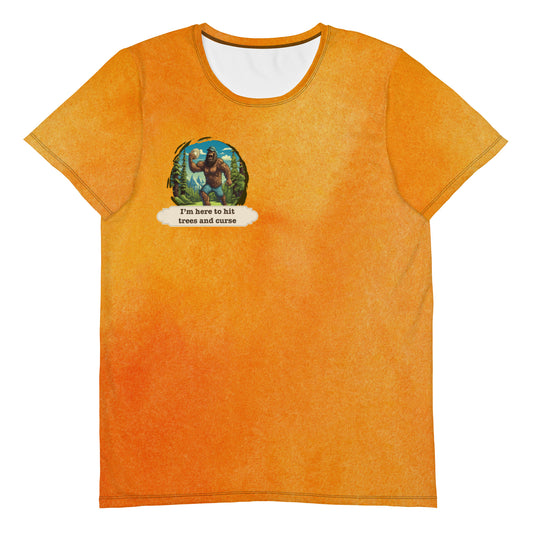 Athletic Disc Golf Shirt - "Sasquatch Crew Orange" design